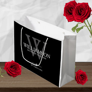 Mother Of The Groom Wedding Gift Monogram Elegant  Large Gift Bag