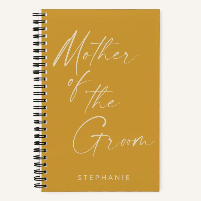 Mother of the Groom Yellow Personalised Wedding Notebook (Front)