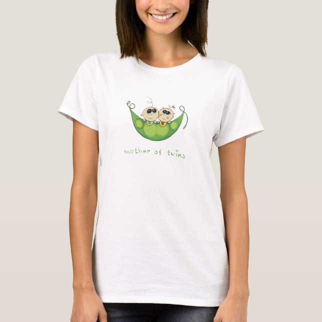 Mother of twins - 2 Peas in a pod - Boy Girl Twins T-Shirt (Front)