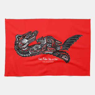 Mother Otter & Baby Haida Art Kitchen Tea-Towel Tea Towel