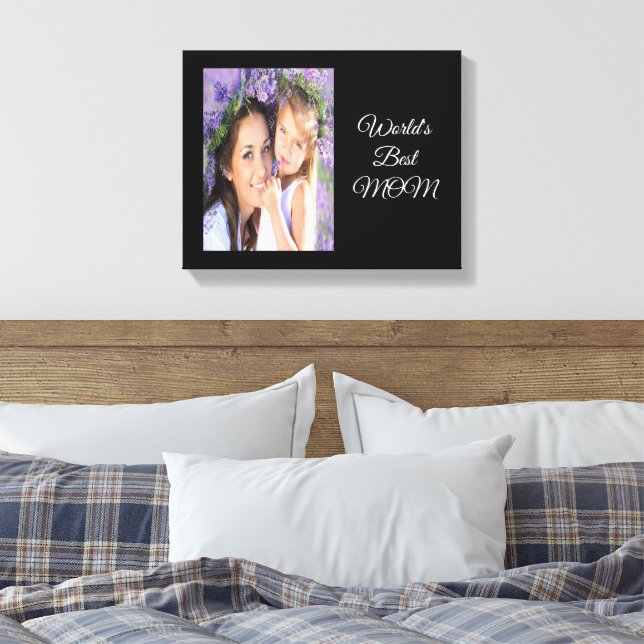 Mother photo black canvas print (Insitu(Bedroom))