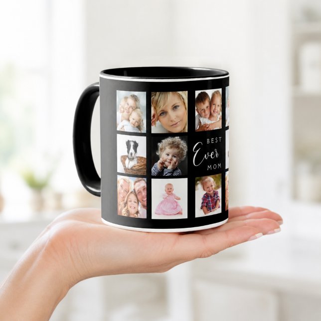 Mother photo collage black white mug (Creator Uploaded)