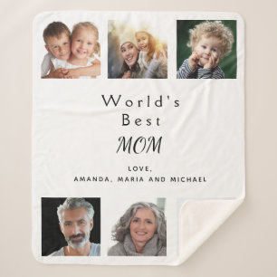 Mother photo collage family white sherpa blanket
