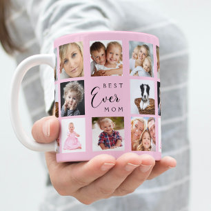 Mother photo collage pink coffee mug