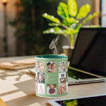 Mother photo collage sage green mug<br><div class="desc">A gift for your mother,  celebrating her life with a collage of 14 photos.  White text: Best Mum Ever. Personalise and use your own photos of her,  children,  husband,  pets,  friends. Sage green background. Perfect as a Mother's Day gift,  for birthdays and Christmas.</div>