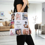 Mother photo collage white tote bag<br><div class="desc">A gift for your mother celebrating her life with a collage of 8 photos.  Black text: Best Mum Ever. Use photo of her,  children,  husband,  pets,  friends,  parents,  her dream travel destination. White background. Perfect as a Mother's Day gift or for birthdays and Christmas.</div>