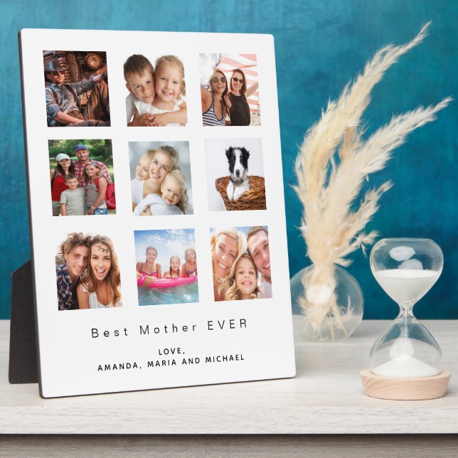 Mother photo family collage white plaque (Side)