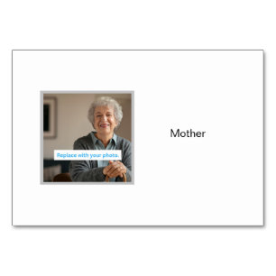Mother Photo on Personalised Family Flashcards Table Number