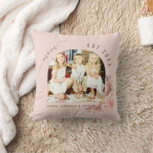 Mother photo pampas grass rose gold pink mum cushion