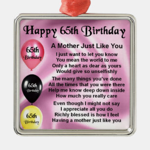 Mother Poem - 65th Birthday Metal Tree Decoration