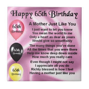 Mother Poem - 65th Birthday Tile
