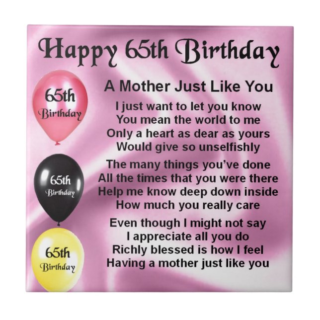 Mother Poem  -  65th Birthday Tile (Front)