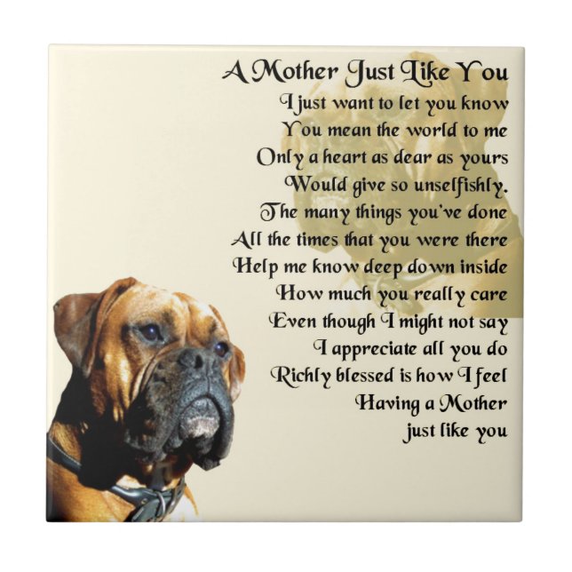 Mother Poem - Boxer Dog Design Tile (Front)