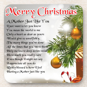 Mother Poem - Christmas Design Coaster