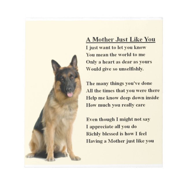 Mother Poem - German Shepherd Design Notepad (Front)