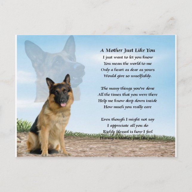 Mother poem - German Shepherd Dog Postcard (Front)