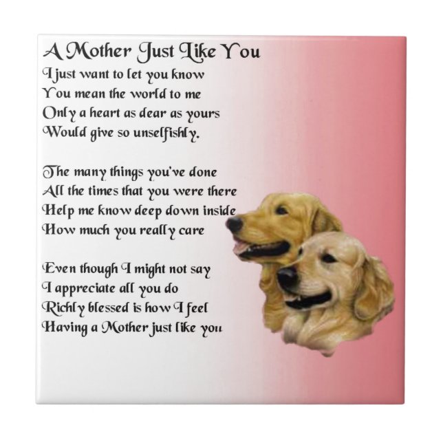 Mother Poem - Golden Retriever Design Tile (Front)