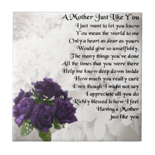 Mother Poem - Purple Roses Tile