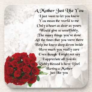 Mother Poem - Red Roses Design Coaster