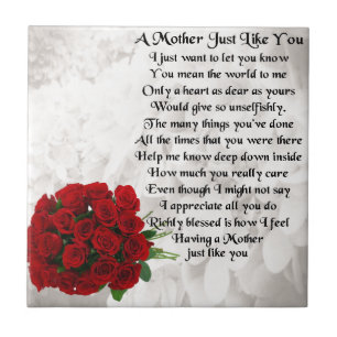 Mother Poem - Red Roses Design Tile