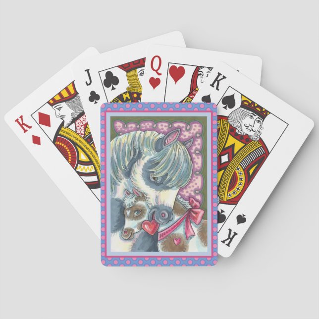 MOTHER PONY & VALENTINE FILLY, CUTE HORSE PLAYING CARDS (Back)