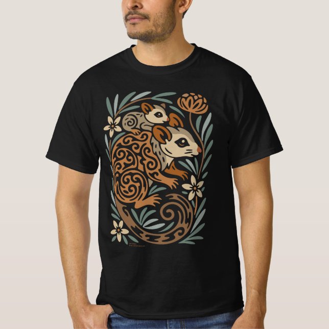 Mother Possum & Baby – Tribal Aussie Wildlife Art T-Shirt (Front)