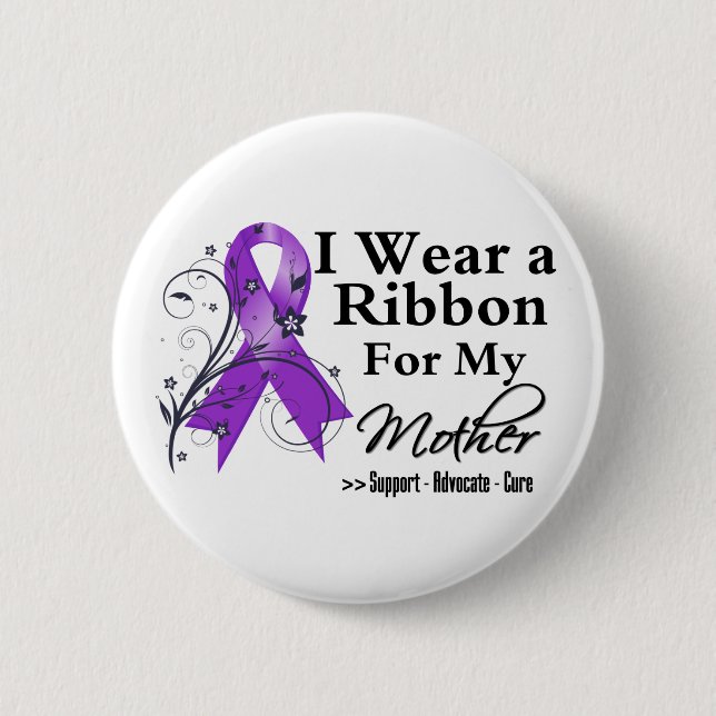 Mother Purple Ribbon - Pancreatic Cancer 6 Cm Round Badge (Front)