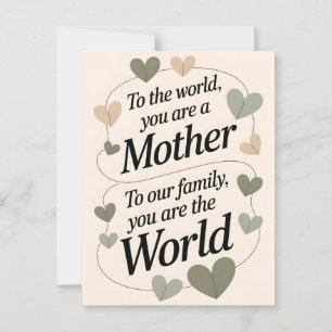 Mother Quote   Sage Green Hearts Mother's Day Postcard