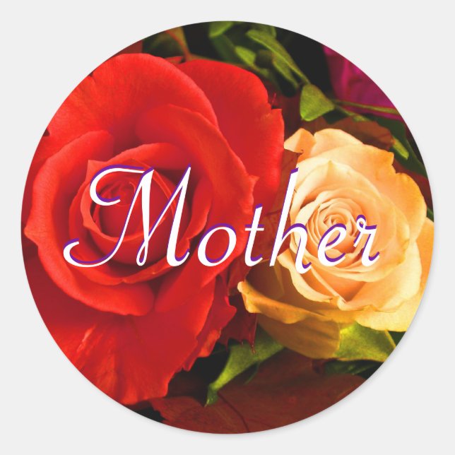Mother Red Yellow Rose Sticker (Front)