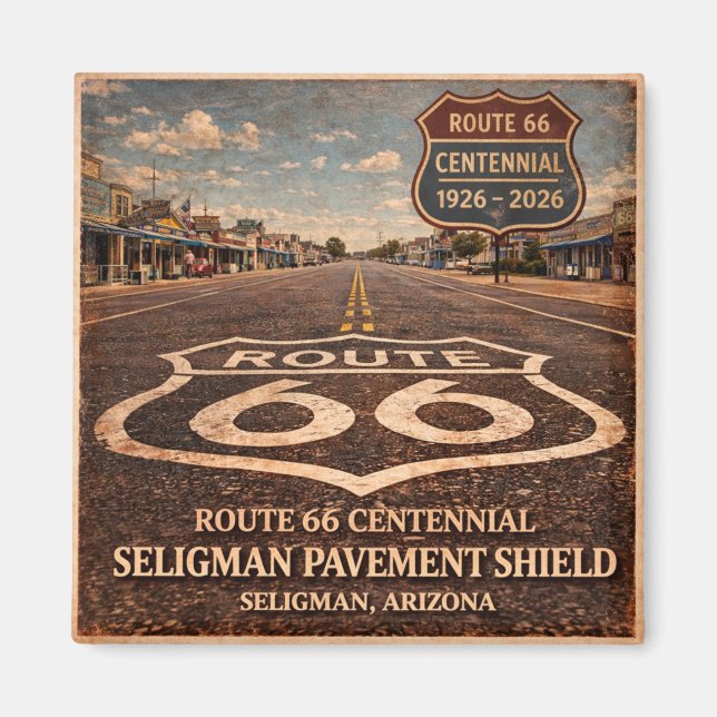 Mother Road Centennial Seligman Pavement Icon Magnet (Front)