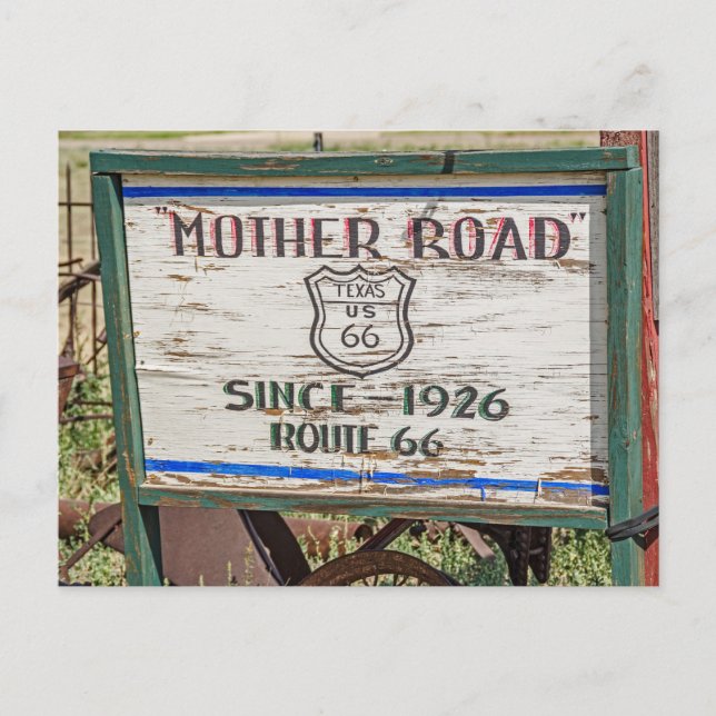 Mother Road Sign - Route 66 Postcard (Front)