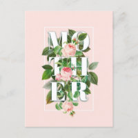 Mother Roses and Leaves Pastel Pink Background