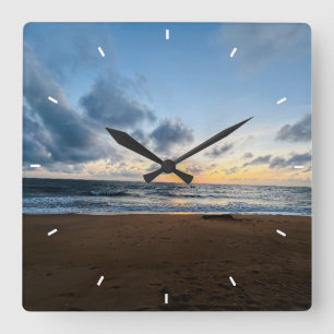 Mother’s Day Beach Sunset Personalised Coastal Square Wall Clock