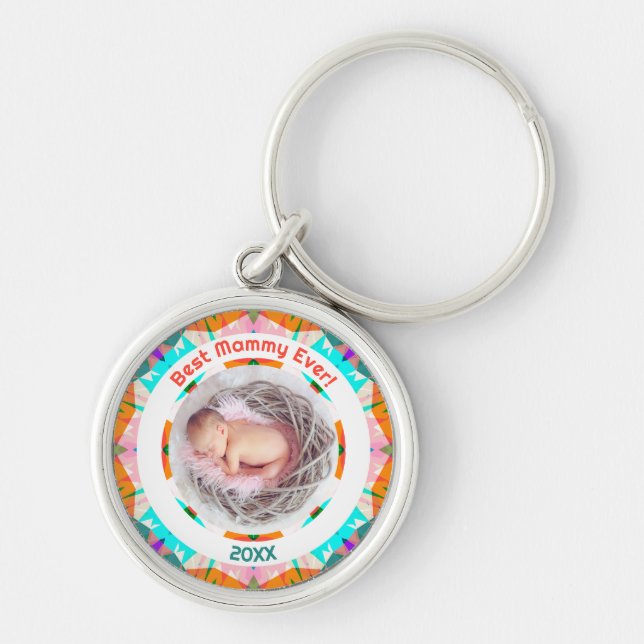 Mother’s Day Best Mammy Ever Baby Girl Photo Gift  Key Ring (Front)