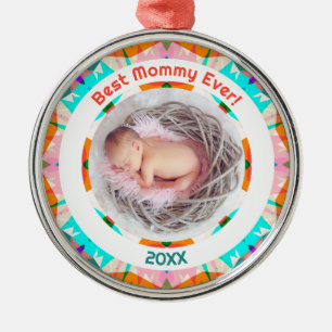 Mother’s Day Best Mommy Ever Baby Girl Photo Gift  Metal Tree Decoration