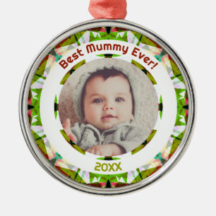 Mother’s Day Best Mummy Ever Baby Kids Photo Gift  Metal Tree Decoration