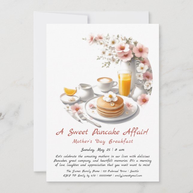 Mother’s Day Breakfast Invitation – Crêpes & Roses (Front)