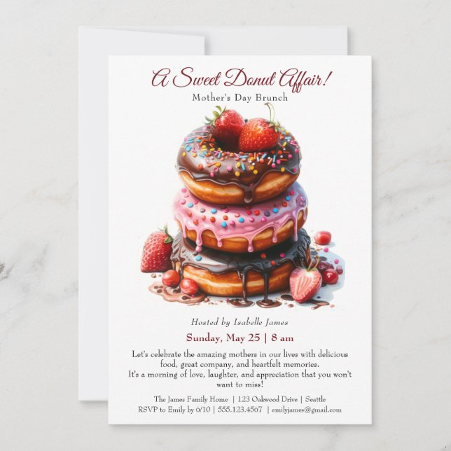 Mother’s Day Brunch Invitation – Doughnut affair (Front)