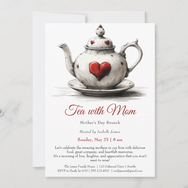 Mother’s Day Brunch Invitation – Tea with Mum (Front)