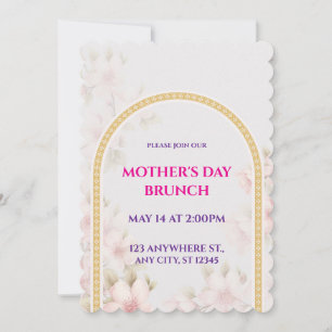 Mother’s Day Brunch, Watercolor Pink Floral Invitation