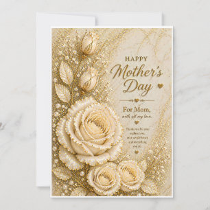Mother’s Day Card Elegant Cream Rose Floral 