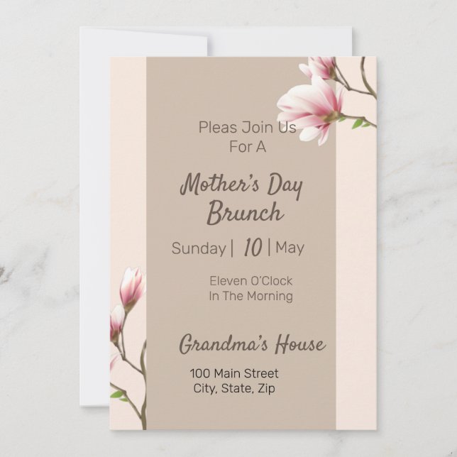Mother’s Day Cherry Blossom Invitation (Front)