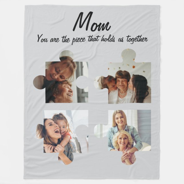 Mother’s Day Custom Gift For Mum - 4 Photo Fleece Blanket (Front)