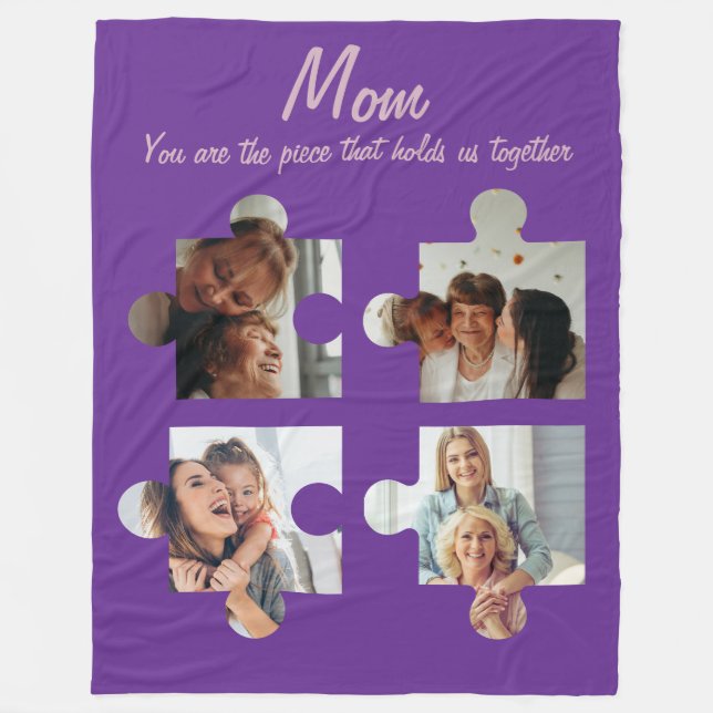 Mother’s Day Custom Gift For Mum - 4 Photo Fleece Blanket (Front)