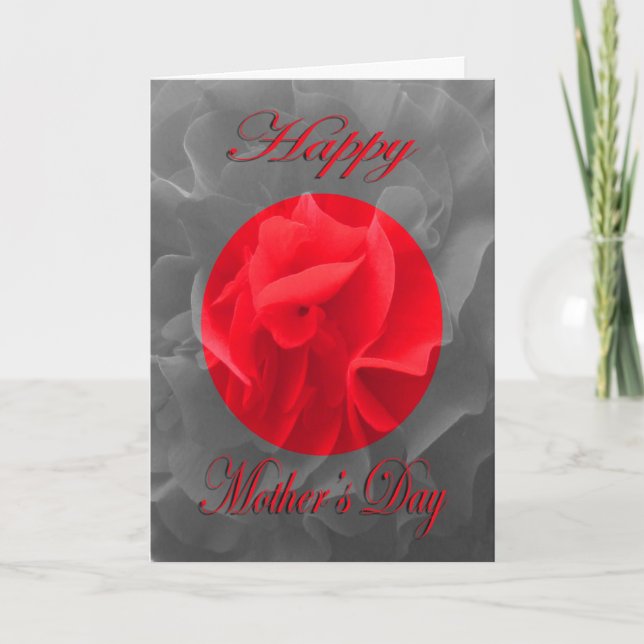 Mother’s Day Dianthus Red Flower Card (Front)