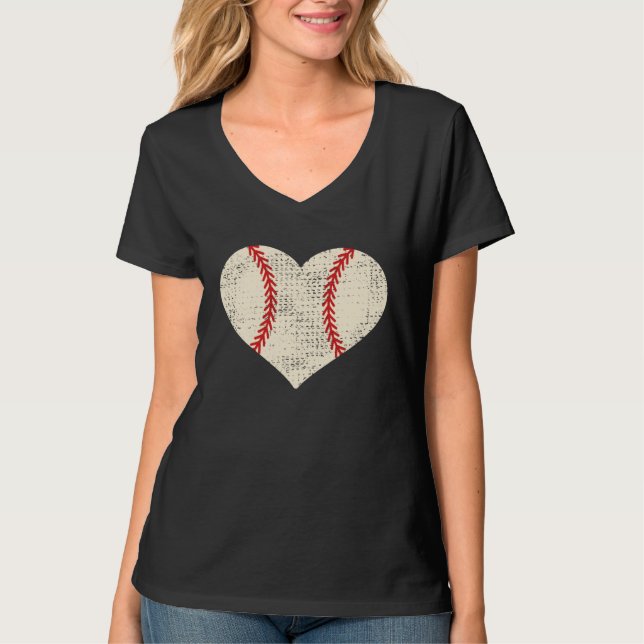 Mother s Day  Distressed Heart Baseball Heart Mom  T-Shirt (Front)