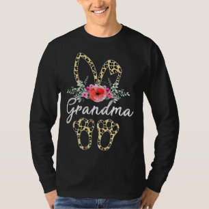 Mother s Day Easter For Grandma Leopard Bunny Flor T-Shirt