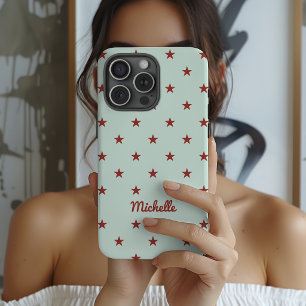 Mother’s Day Elegant Red Stars Graduation Name