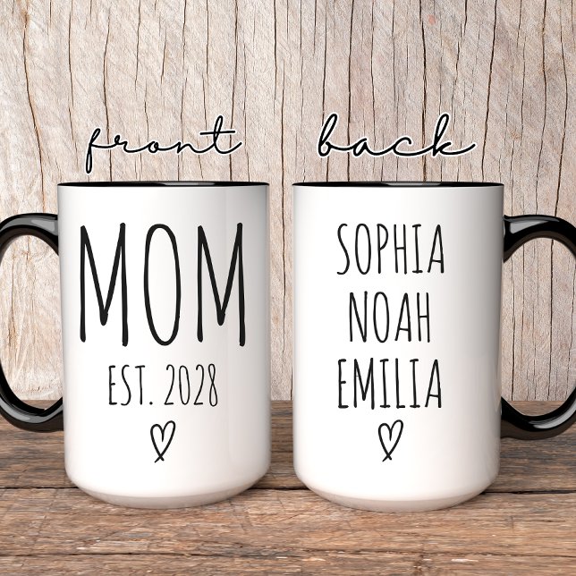 Mother’s Day | Elegant Script Mummy Custom Names Mug (custom mom mug, mothers day mug, mom coffee cup, new mom gift, expecting mom mug, baby shower mug,)