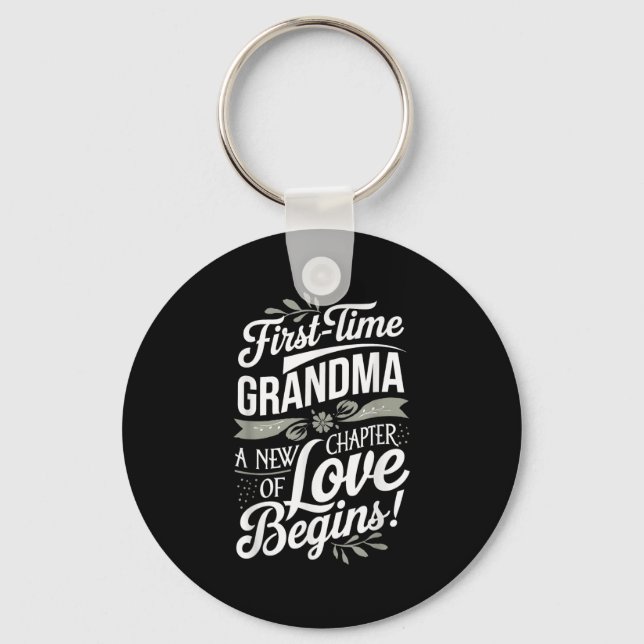 Mother’s Day First Time Grandma Cute New Granhild  Key Ring (Front)